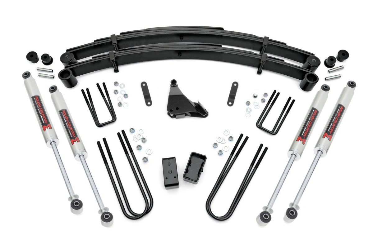 Ford F-350 Super Duty Suspension Lift Kit - Front + Rear - Rough Country - 4 Inch Lift Kit | Rear Blocks | M1 - '99-'04
